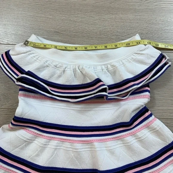 MSGM Stripe Strapless Ruffle Mini Dress - Picture 12 of 14